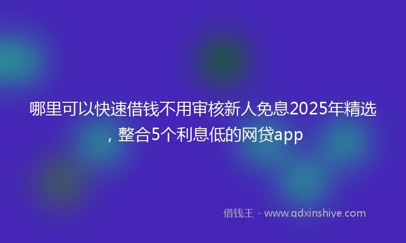 哪里可以快速借钱不用审核新人免息2025年精选，整合5个利息低的网贷app