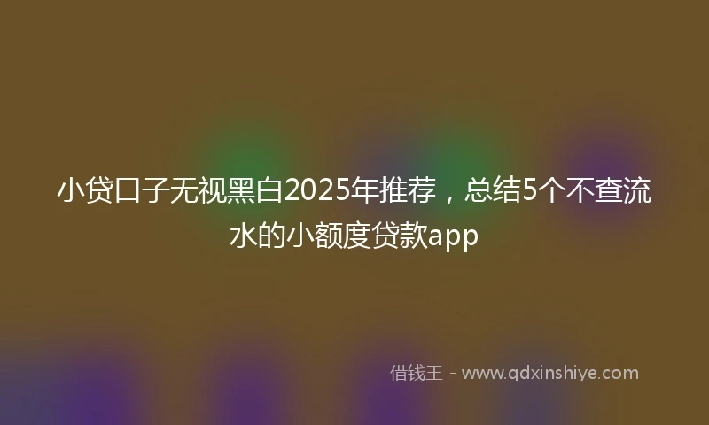 小贷口子无视黑白2025年推荐，总结5个不查流水的小额度贷款app