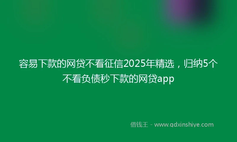 容易下款的网贷不看征信2025年精选，归纳5个不看负债秒下款的网贷app