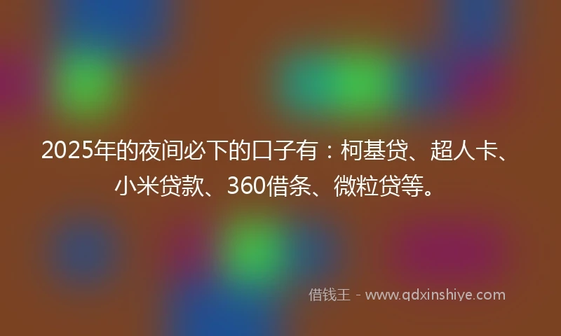 2025年的夜间必下的口子有：柯基贷、超人卡、小米贷款、360借条、微粒贷等。