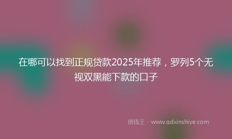 在哪可以找到正规贷款2025年推荐，罗列5个无视双黑能下款的口子