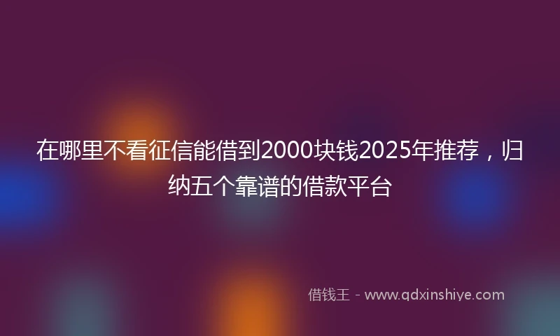 在哪里不看征信能借到2000块钱2025年推荐，归纳五个靠谱的借款平台