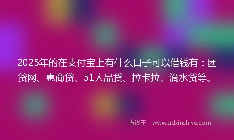 2025年的在支付宝上有什么口子可以借钱有：团贷网、惠商贷、51人品贷、拉卡拉、滴水贷等。