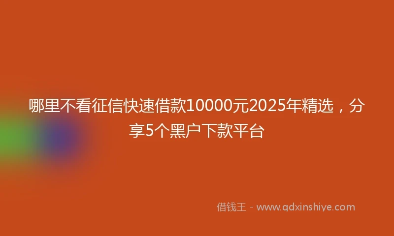 哪里不看征信快速借款10000元2025年精选，分享5个黑户下款平台