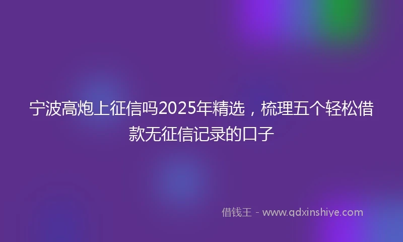 宁波高炮上征信吗2025年精选，梳理五个轻松借款无征信记录的口子