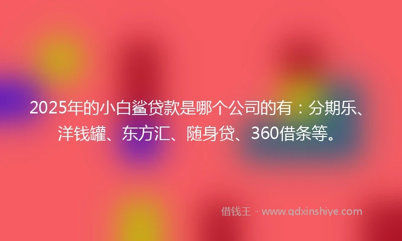 2025年的小白鲨贷款是哪个公司的有：分期乐、洋钱罐、东方汇、随身贷、360借条等。