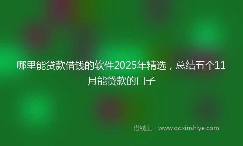 哪里能贷款借钱的软件2025年精选，总结五个11月能贷款的口子