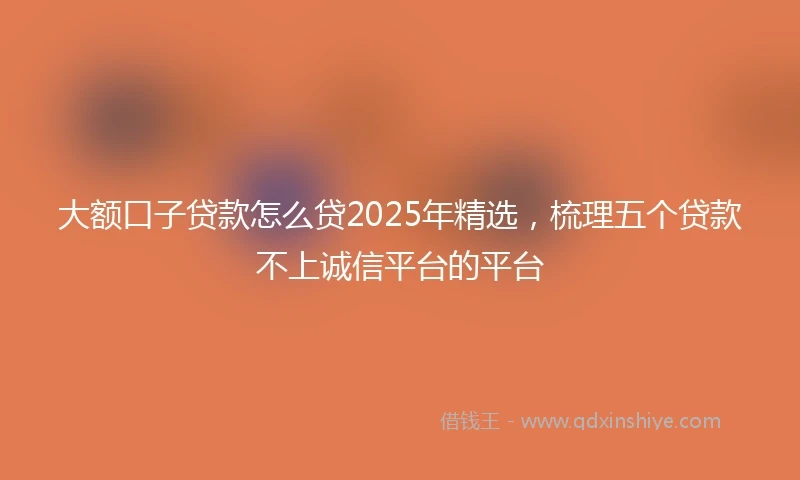 大额口子贷款怎么贷2025年精选，梳理五个贷款不上诚信平台的平台
