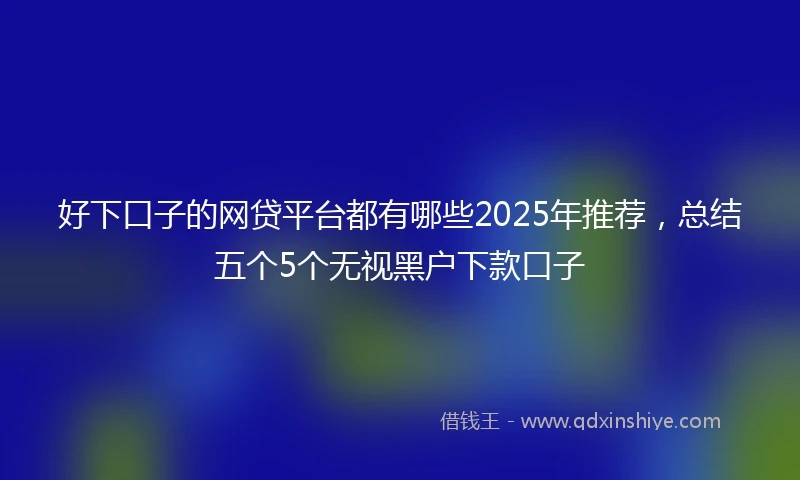 好下口子的网贷平台都有哪些2025年推荐，总结五个5个无视黑户下款口子