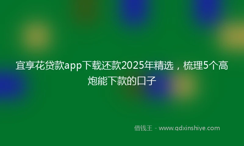 宜享花贷款app下载还款2025年精选，梳理5个高炮能下款的口子
