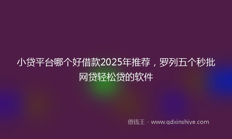 小贷平台哪个好借款2025年推荐，罗列五个秒批网贷轻松贷的软件
