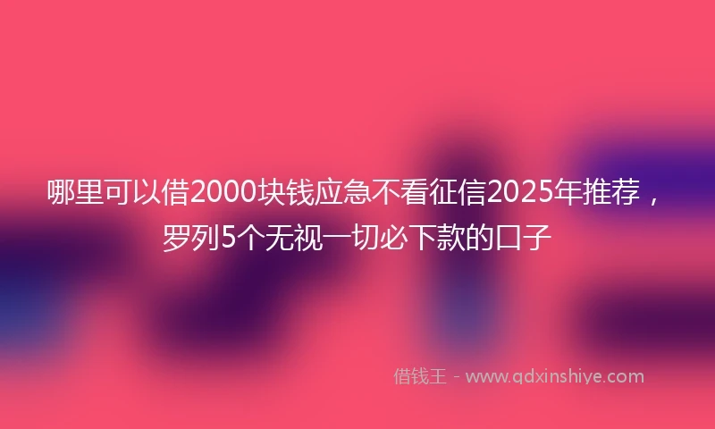 哪里可以借2000块钱应急不看征信2025年推荐，罗列5个无视一切必下款的口子