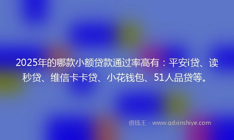 2025年的哪款小额贷款通过率高有：平安i贷、读秒贷、维信卡卡贷、小花钱包、51人品贷等。