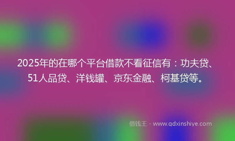 2025年的在哪个平台借款不看征信有：功夫贷、51人品贷、洋钱罐、京东金融、柯基贷等。
