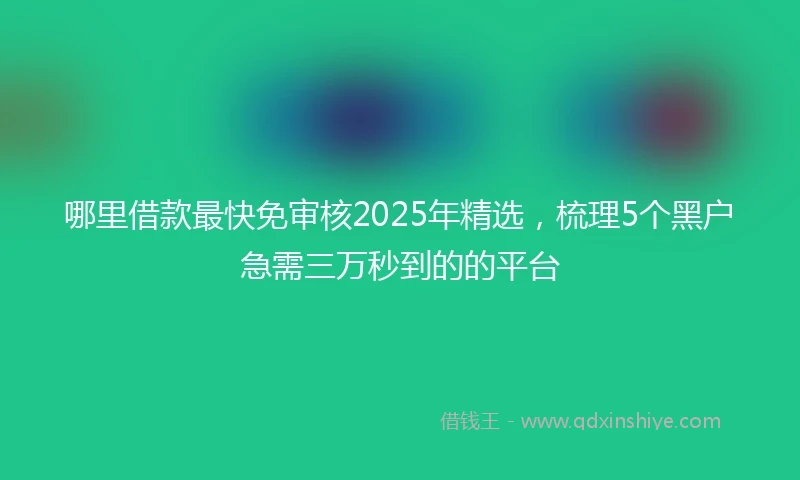 哪里借款最快免审核2025年精选，梳理5个黑户急需三万秒到的的平台