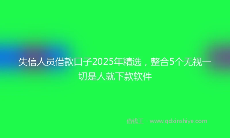 失信人员借款口子2025年精选，整合5个无视一切是人就下款软件