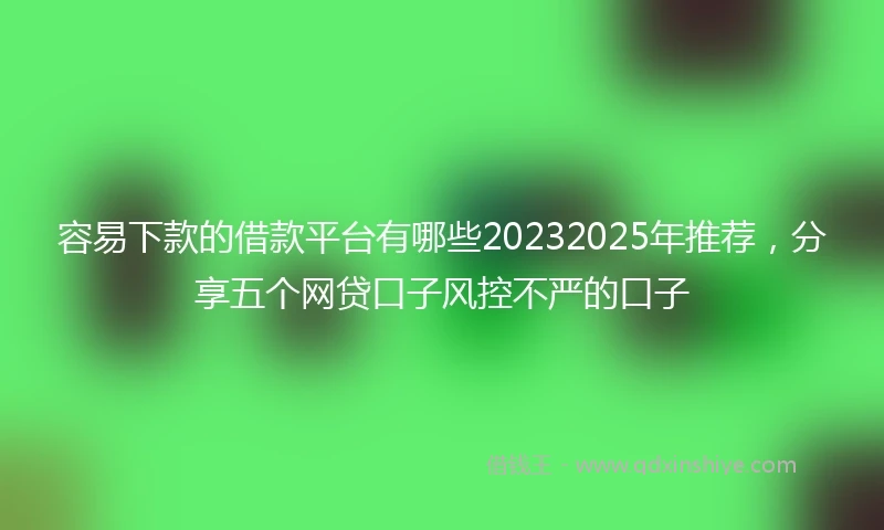 容易下款的借款平台有哪些20232025年推荐，分享五个网贷口子风控不严的口子