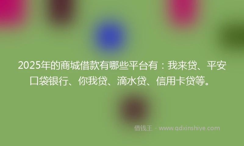 2025年的商城借款有哪些平台有：我来贷、平安口袋银行、你我贷、滴水贷、信用卡贷等。