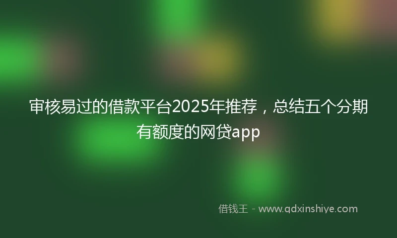 审核易过的借款平台2025年推荐，总结五个分期有额度的网贷app