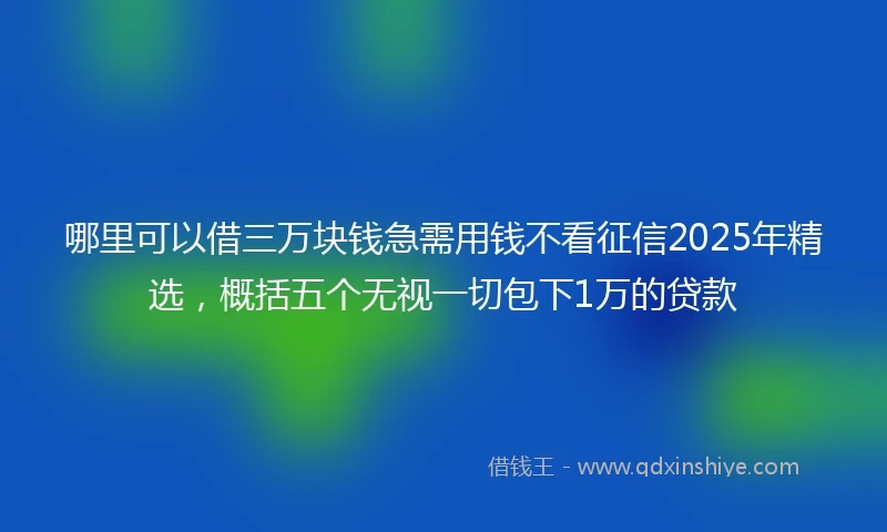 哪里可以借三万块钱急需用钱不看征信2025年精选，概括五个无视一切包下1万的贷款