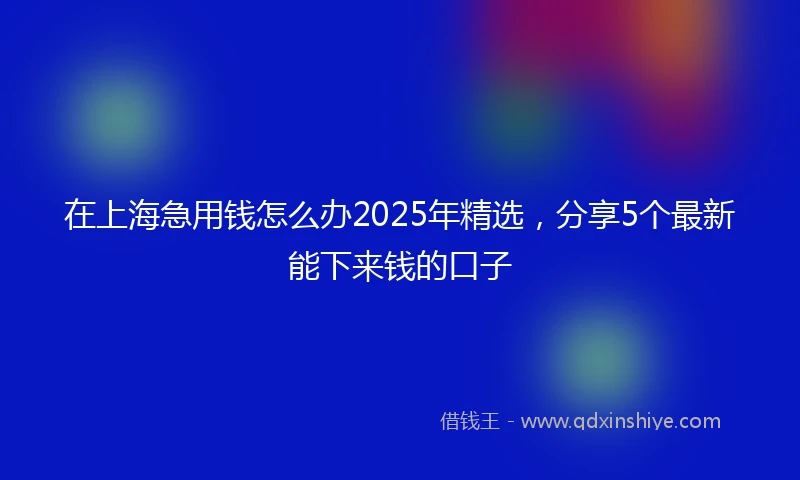 在上海急用钱怎么办2025年精选，分享5个最新能下来钱的口子