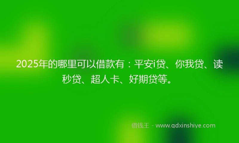 2025年的哪里可以借款有：平安i贷、你我贷、读秒贷、超人卡、好期贷等。