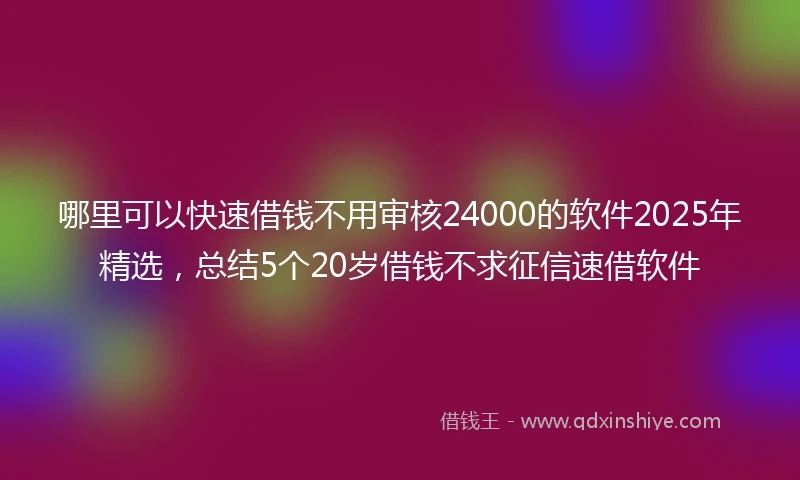 哪里可以快速借钱不用审核24000的软件2025年精选，总结5个20岁借钱不求征信速借软件
