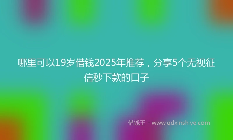 哪里可以19岁借钱2025年推荐，分享5个无视征信秒下款的口子