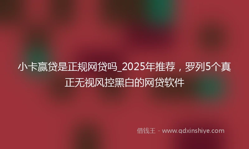 小卡赢贷是正规网贷吗_2025年推荐，罗列5个真正无视风控黑白的网贷软件