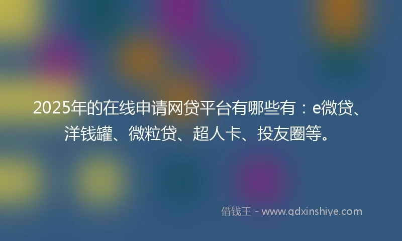 2025年的在线申请网贷平台有哪些有：e微贷、洋钱罐、微粒贷、超人卡、投友圈等。