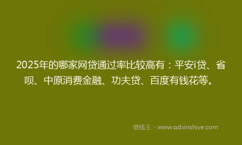 2025年的哪家网贷通过率比较高有：平安i贷、省呗、中原消费金融、功夫贷、百度有钱花等。