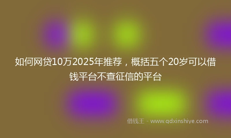 如何网贷10万2025年推荐，概括五个20岁可以借钱平台不查征信的平台