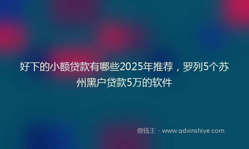好下的小额贷款有哪些2025年推荐，罗列5个苏州黑户贷款5万的软件
