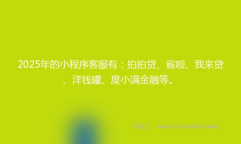 2025年的小程序客服有：拍拍贷、省呗、我来贷、洋钱罐、度小满金融等。
