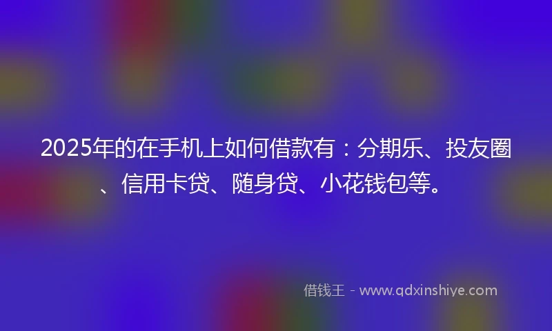 2025年的在手机上如何借款有：分期乐、投友圈、信用卡贷、随身贷、小花钱包等。