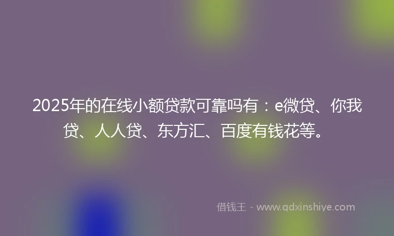 2025年的在线小额贷款可靠吗有：e微贷、你我贷、人人贷、东方汇、百度有钱花等。