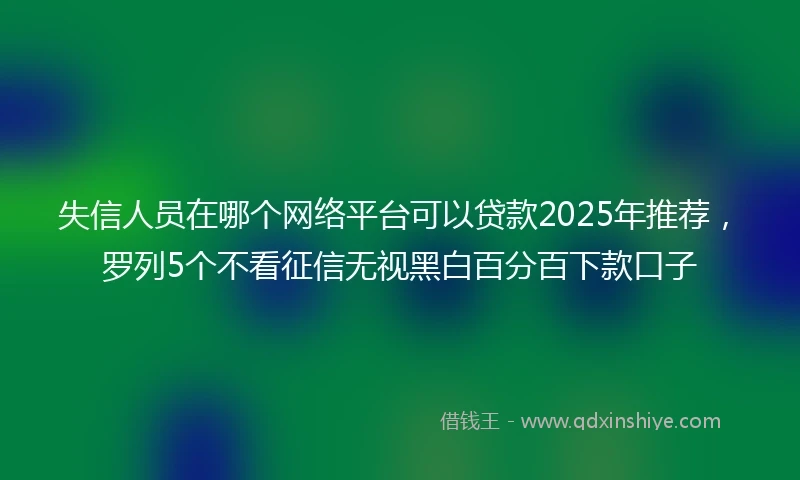失信人员在哪个网络平台可以贷款2025年推荐，罗列5个不看征信无视黑白百分百下款口子