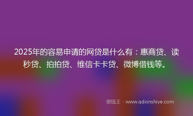 2025年的容易申请的网贷是什么有：惠商贷、读秒贷、拍拍贷、维信卡卡贷、微博借钱等。