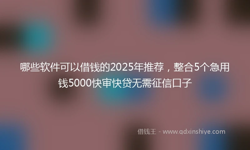 哪些软件可以借钱的2025年推荐，整合5个急用钱5000快审快贷无需征信口子