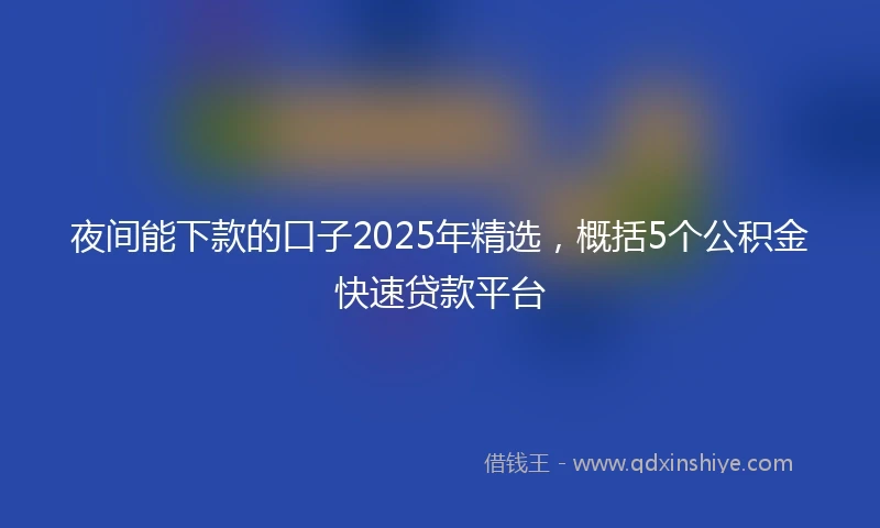 夜间能下款的口子2025年精选，概括5个公积金快速贷款平台