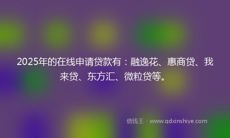2025年的在线申请贷款有：融逸花、惠商贷、我来贷、东方汇、微粒贷等。