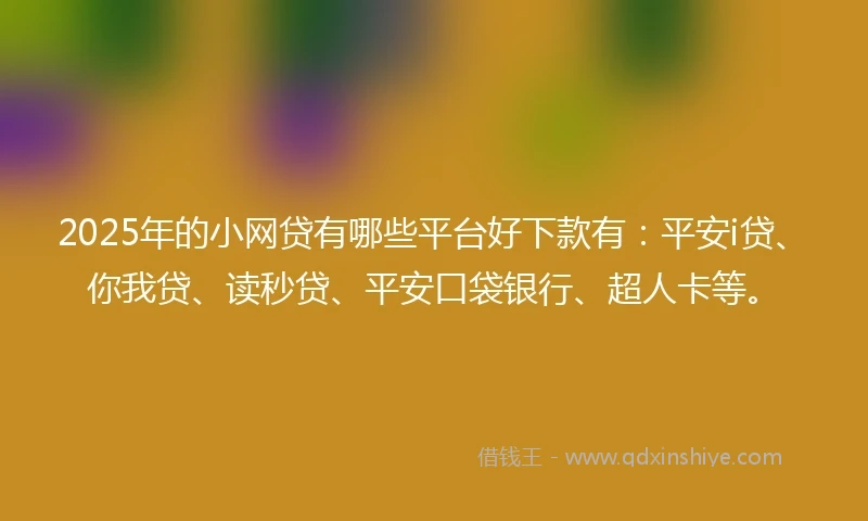 2025年的小网贷有哪些平台好下款有：平安i贷、你我贷、读秒贷、平安口袋银行、超人卡等。