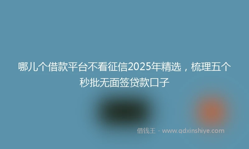 哪儿个借款平台不看征信2025年精选，梳理五个秒批无面签贷款口子