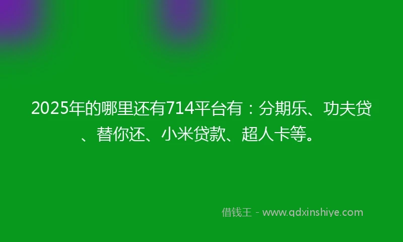2025年的哪里还有714平台有：分期乐、功夫贷、替你还、小米贷款、超人卡等。