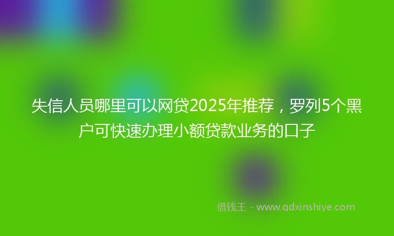 失信人员哪里可以网贷2025年推荐，罗列5个黑户可快速办理小额贷款业务的口子