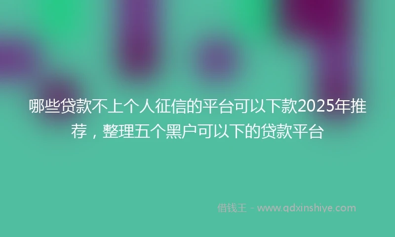 哪些贷款不上个人征信的平台可以下款2025年推荐，整理五个黑户可以下的贷款平台