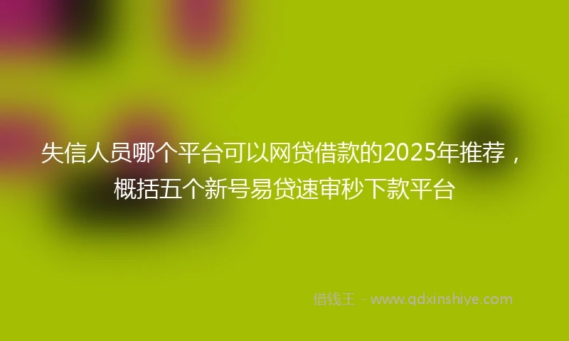 失信人员哪个平台可以网贷借款的2025年推荐，概括五个新号易贷速审秒下款平台