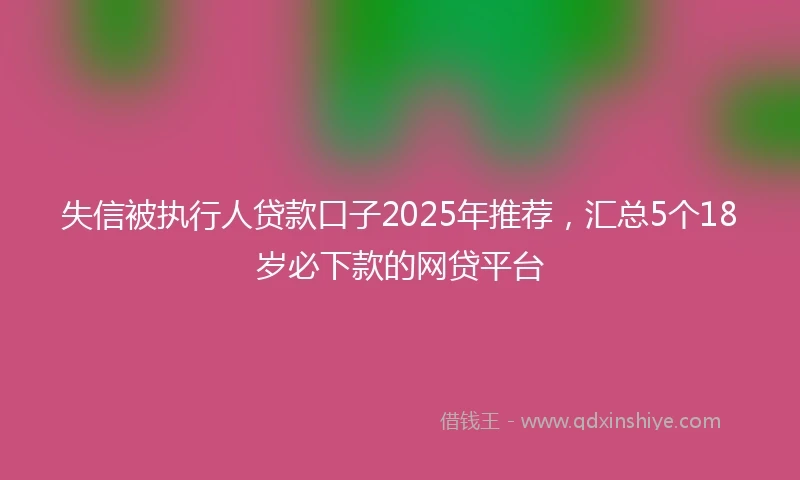 失信被执行人贷款口子2025年推荐，汇总5个18岁必下款的网贷平台