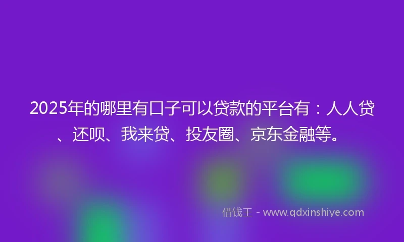 2025年的哪里有口子可以贷款的平台有：人人贷、还呗、我来贷、投友圈、京东金融等。