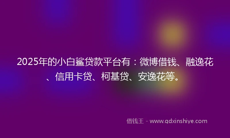 2025年的小白鲨贷款平台有：微博借钱、融逸花、信用卡贷、柯基贷、安逸花等。